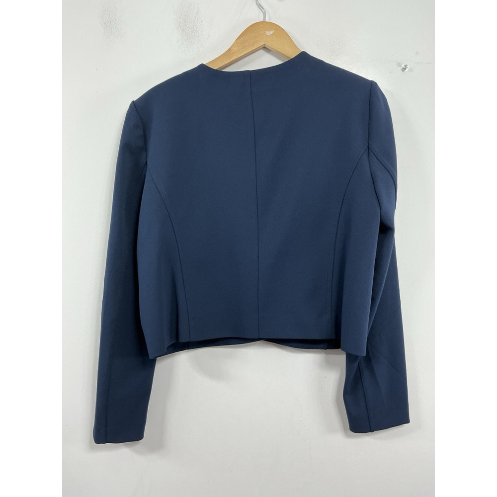 Womans Michael Kors Button Front Cropped Blazer XL Navy Padded Shoulders NWT - Picture 2 of 8